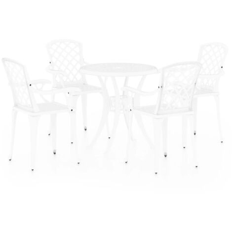 Bistro Set White Cast aluminium Medium Decorative Inlays vidaXL (1/5)
