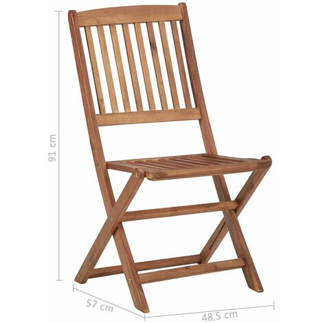Folding Outdoor Chairs 2 pcs Solid Acacia Wood vidaXL