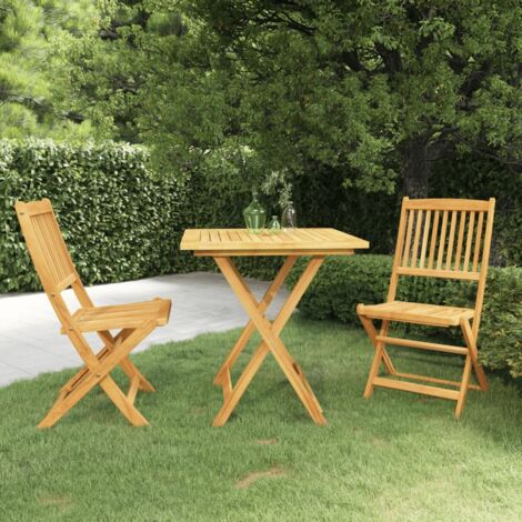Garden Dining Set Natural Wood Solid Acacia Wood Compact Foldable vidaXL