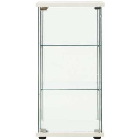 Storage Cabinet Tempered Glass White Vidaxl