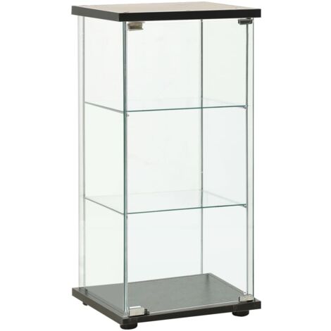Storage Cabinet Tempered Glass Black vidaXL