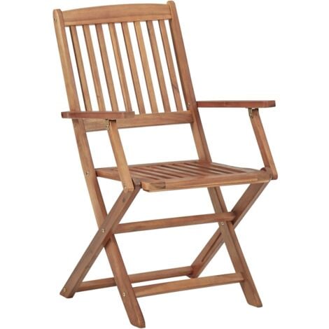 Folding Outdoor Chairs 2 pcs Solid Acacia Wood vidaXL