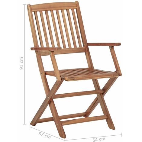 Folding Outdoor Chairs 2 pcs Solid Acacia Wood vidaXL
