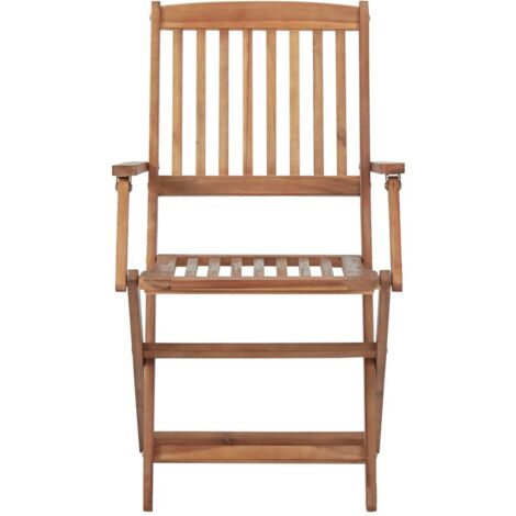 Folding Outdoor Chairs 2 pcs Solid Acacia Wood vidaXL