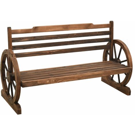 Bench Brown Solid Firwood Medium Fun Inlays Garden Bench vidaXL (1/5)