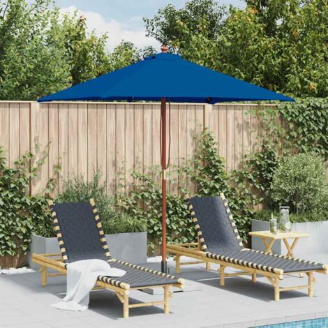 Garden Parasol with Wooden Pole Blue 150x200 cm vidaXL