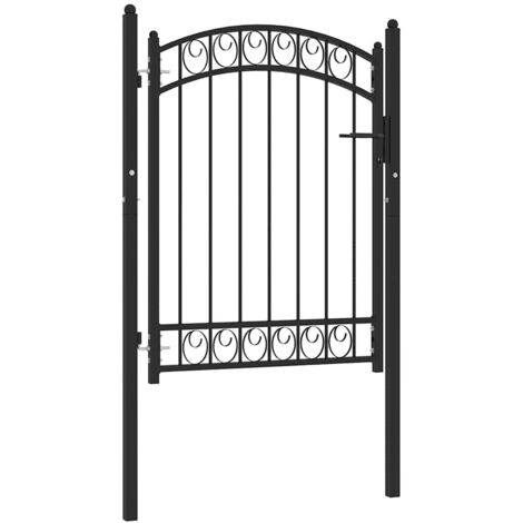 Fence Gate with Arched Top Steel 100x125 cm Black vidaXL