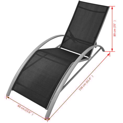 Sun Loungers with Table Aluminium Black vidaXL
