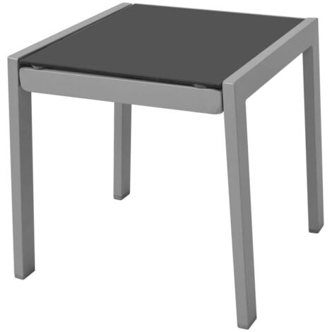 Sun Loungers with Table Aluminium Black vidaXL