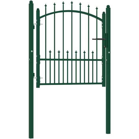 Fence Gate with Spikes Steel 100x100 cm Green vidaXL