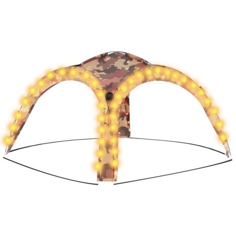Party Tent with LED and 4 Sidewalls 3.6x3.6x2.3 m Camouflage vidaXL