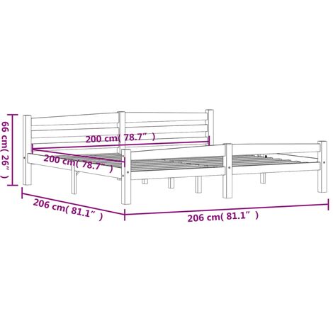 Bed Frame without Mattress Solid Pinewood 200x200 cm vidaXL