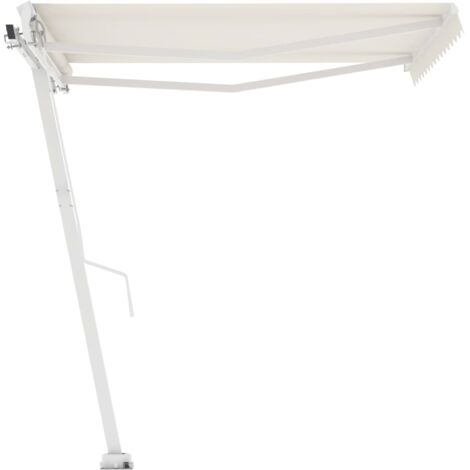 Freestanding Manual Retractable Awning 350x250 cm Cream vidaXL