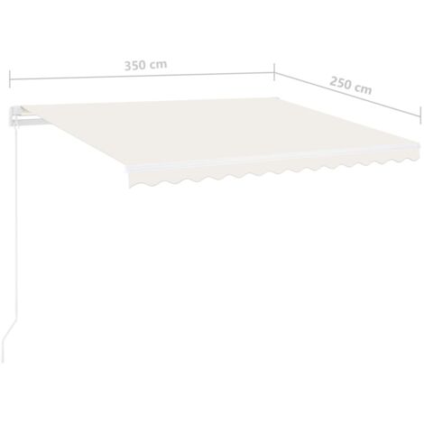 Freestanding Manual Retractable Awning 350x250 cm Cream vidaXL