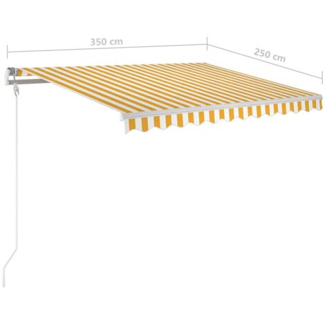 Manual Retractable Awning with LED 3.5x2.5 m Yellow and White vidaXL