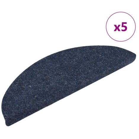 Stair Mats Self-adhesive 5 pcs 56x17x3 cm Blue Half Round vidaXL