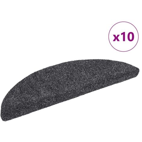 Stair Mats Self-adhesive 10 pcs 56x17x3 cm Dark Grey Half Round vidaXL