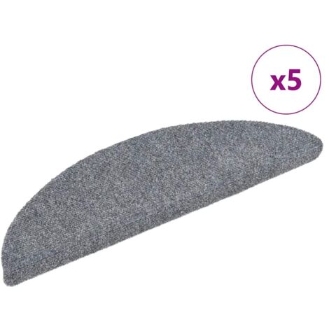 Stair Mats Self-adhesive 5 pcs 56x17x3 cm Light Grey Half Round vidaXL