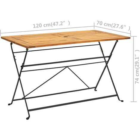 Folding Garden Table 120x70x74 cm Solid Acacia Wood vidaXL
