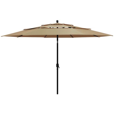 3-Tier Garden Parasol with Aluminium Pole Taupe 3.5 m vidaXL