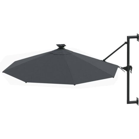 Wall-mounted Garden Parasol with LEDs 300 cm Anthracite vidaXL