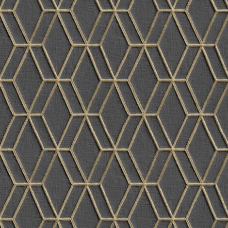 Wallpaper Hexagonal Black and Gold DUTCH WALLCOVERINGS