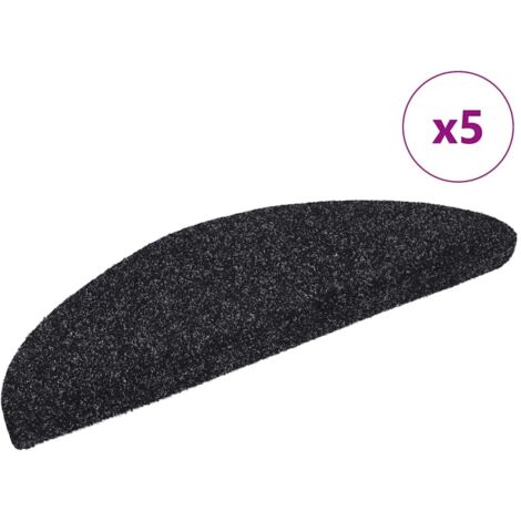 Stair Mats Self-adhesive 5 pcs 56x17x3 cm Black Half Round vidaXL
