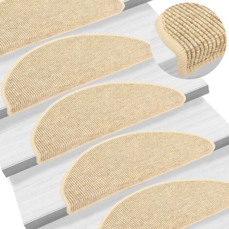 Stair Mats 15 pcs 65x21x4 cm Light Beige Half Round Large vidaXL