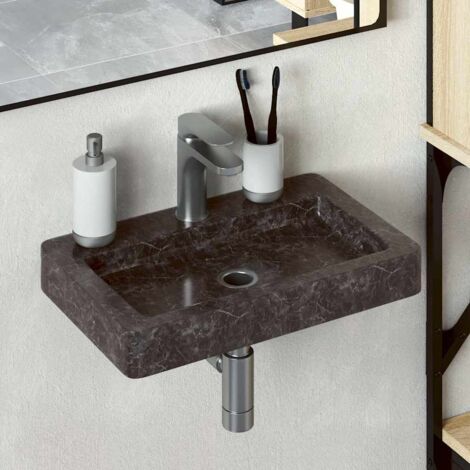 Sink Black 38x24x6.5 cm Marble vidaXL