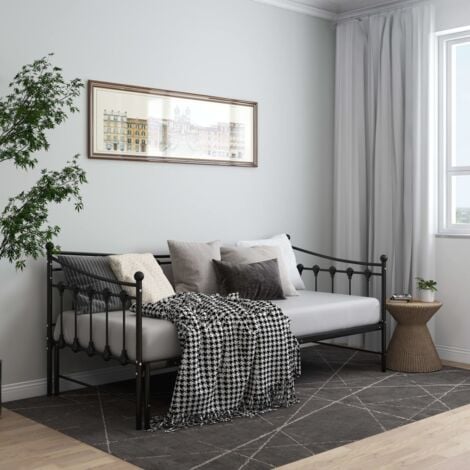 Pull-out Sofa Bed Frame without Mattress Black Metal 90x200 cm vidaXL