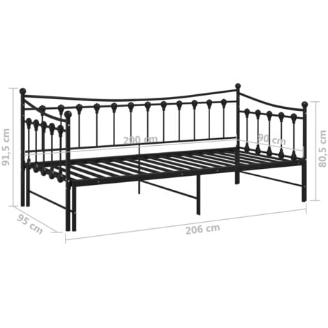 Pull-out Sofa Bed Frame without Mattress Black Metal 90x200 cm vidaXL