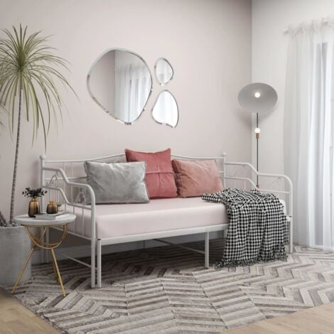 Pull-out Sofa Bed Frame without Mattress White Metal 90x200 cm vidaXL