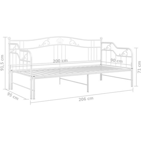 Pull-out Sofa Bed Frame without Mattress White Metal 90x200 cm vidaXL