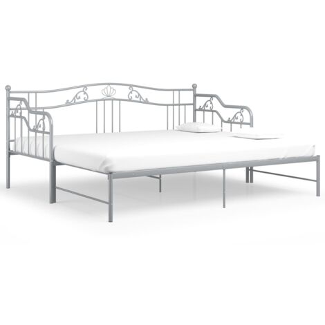 Pull-out Sofa Bed Frame without Mattress Grey Metal 90x200 cm vidaXL