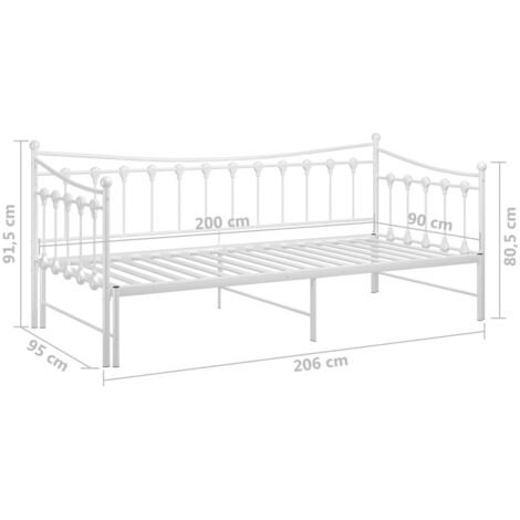 Pull-out Sofa Bed Frame without Mattress White Metal 90x200 cm vidaXL