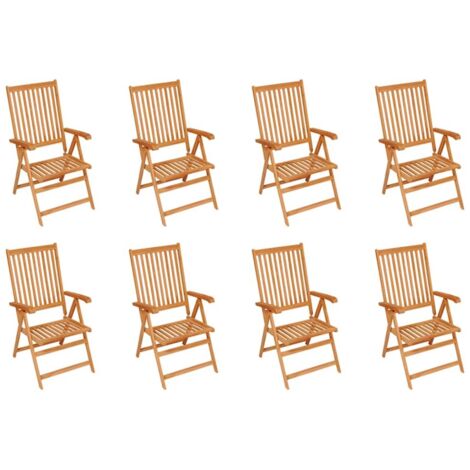 Garden Chair  Set of 8  Teak  Solid Teak wood  Standard  Foldable vidaXL
