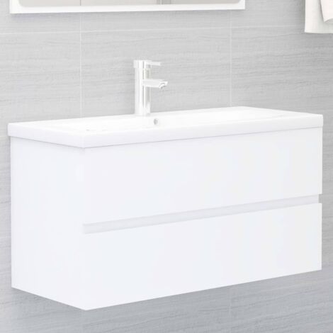 Sink Cabinet with Built-in Basin White Engineered Wood vidaXL
