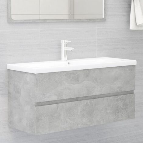 Sink Cabinet with Built-in Basin Concrete Grey Engineered Wood vidaXL