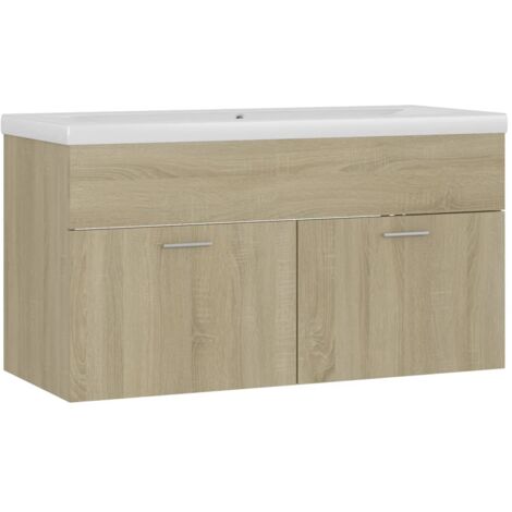 Sink Cabinet with Built-in Basin Sonoma Oak Engineered Wood vidaXL