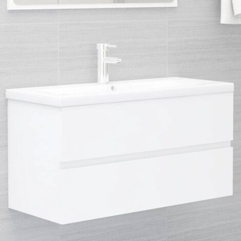 Sink Cabinet with Built-in Basin White Engineered Wood vidaXL