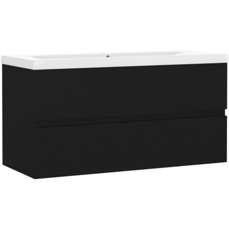 Sink Cabinet with Built-in Basin Black Engineered Wood vidaXL