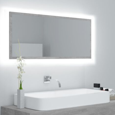 LED Bathroom Mirror Concrete Grey 100x8.5x37 cm Acrylic vidaXL