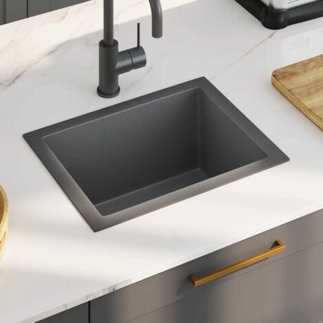 Handmade Kitchen Sink Black Stainless Steel vidaXL