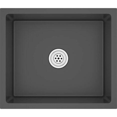 Handmade Kitchen Sink Black Stainless Steel vidaXL