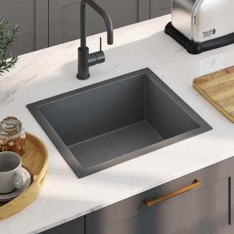 Handmade Kitchen Sink Black Stainless Steel vidaXL