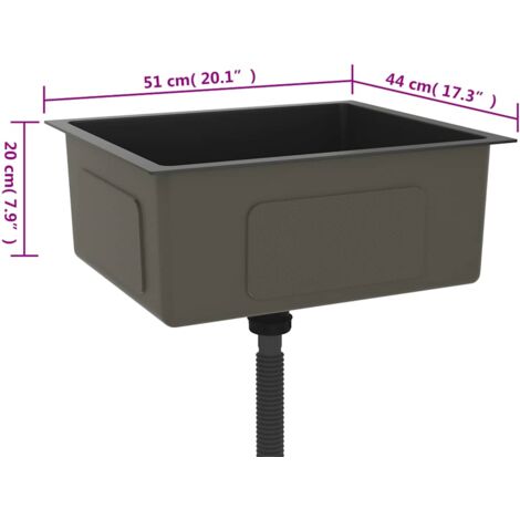 Handmade Kitchen Sink Black Stainless Steel vidaXL