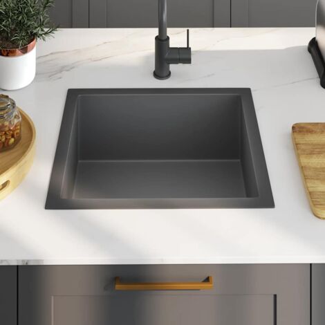 Handmade Kitchen Sink Black Stainless Steel vidaXL