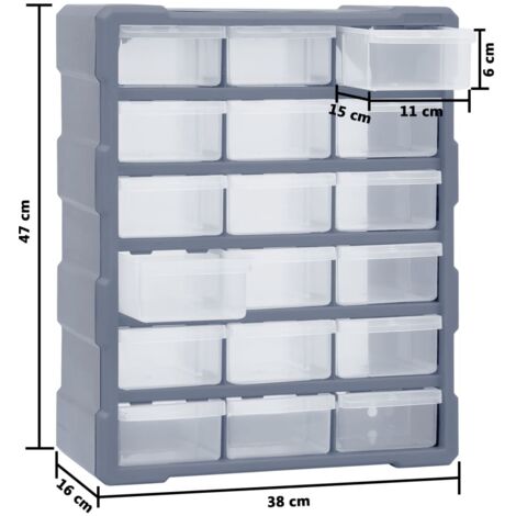 Multi-drawer Organiser with 18 Middle Drawers 38x16x47 cm vidaXL