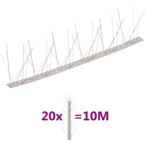 5-row Stainless Steel Bird & Pigeon Spikes Set of 20 10 m vidaXL