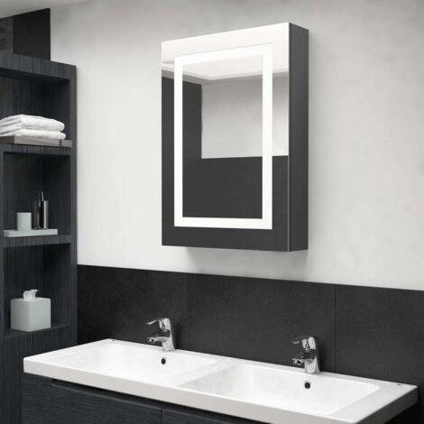 LED Bathroom Mirror Cabinet Grey 50x13x70 cm vidaXL